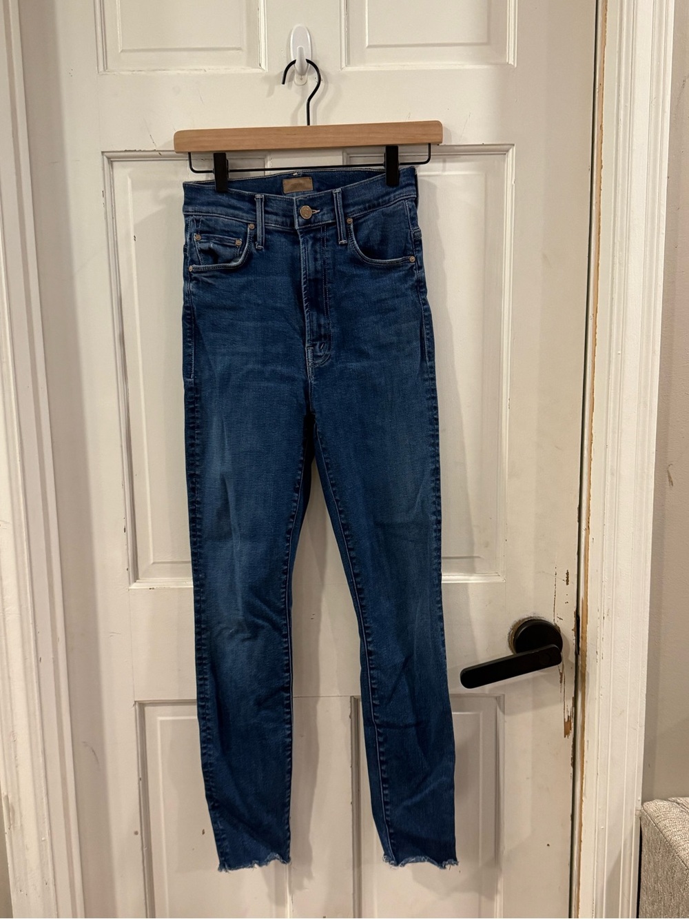 MOTHER High Waisted Rail Raw Hem Jeans